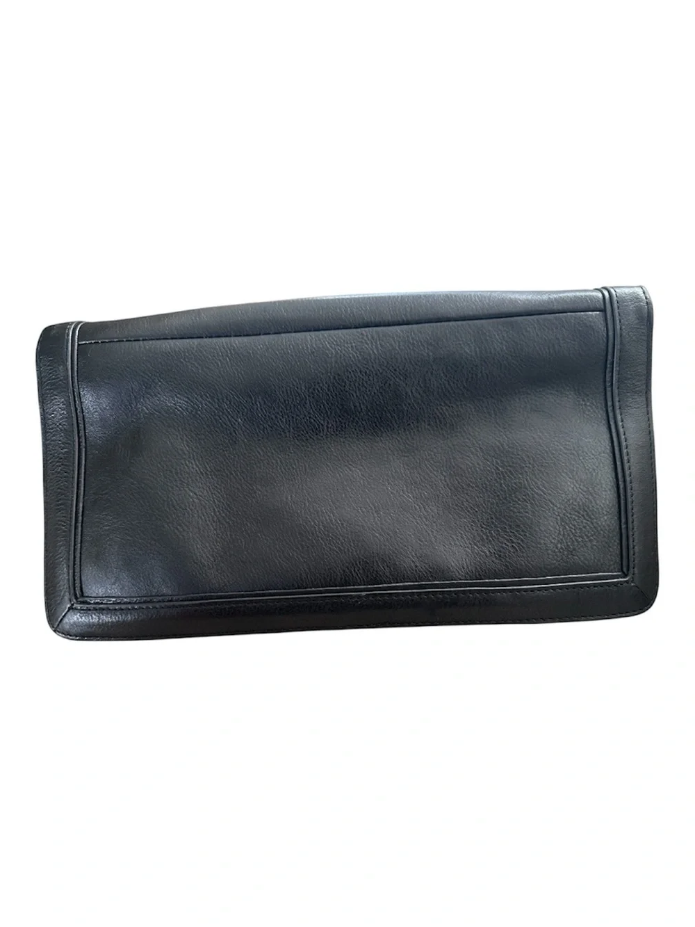 Tory Burch Bombe Reva Black Leather Logo Fold Over Clutch/Crossbody